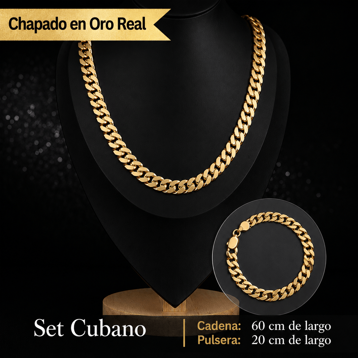 Valeria Montes Cubana Set Cadena + Pulsera Bañada en Oro 14K Valeria Montes®