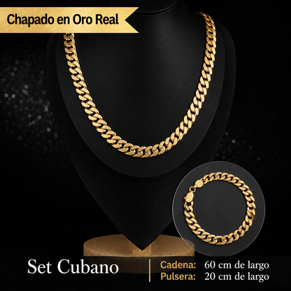 Valeria Montes Cubana Set Cadena + Pulsera Bañada en Oro 14K Valeria Montes®