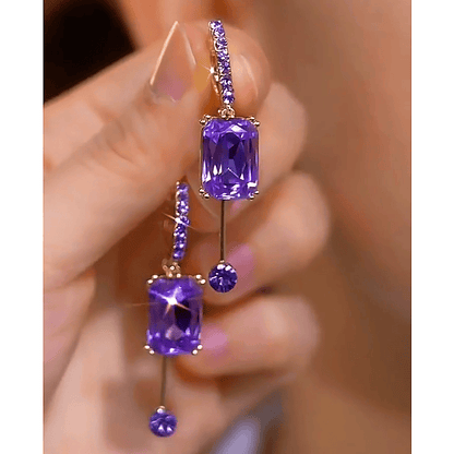 Valeria Montes Earrings Lila Pendientes con Cristales Azules Bañados en Oro 14k para mujer