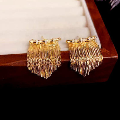Valeria Montes Earrings Oro Pendientes Colgantes de Bambú Dorados para mujer