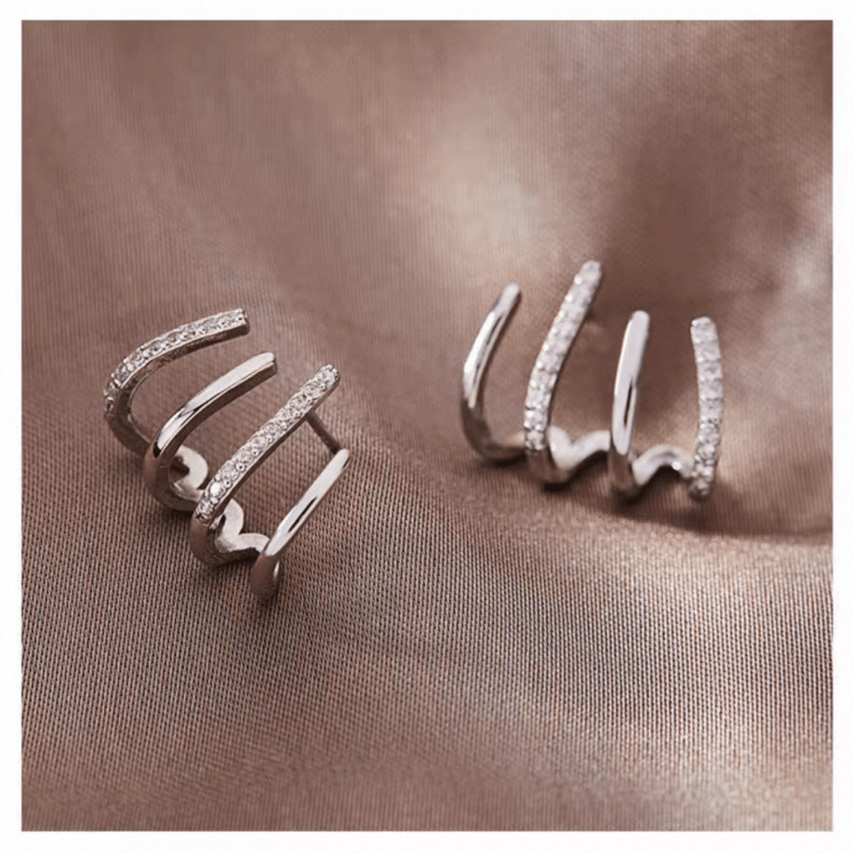 Valeria Montes Earrings Pendientes argollas con cristales brillantes para mujer
