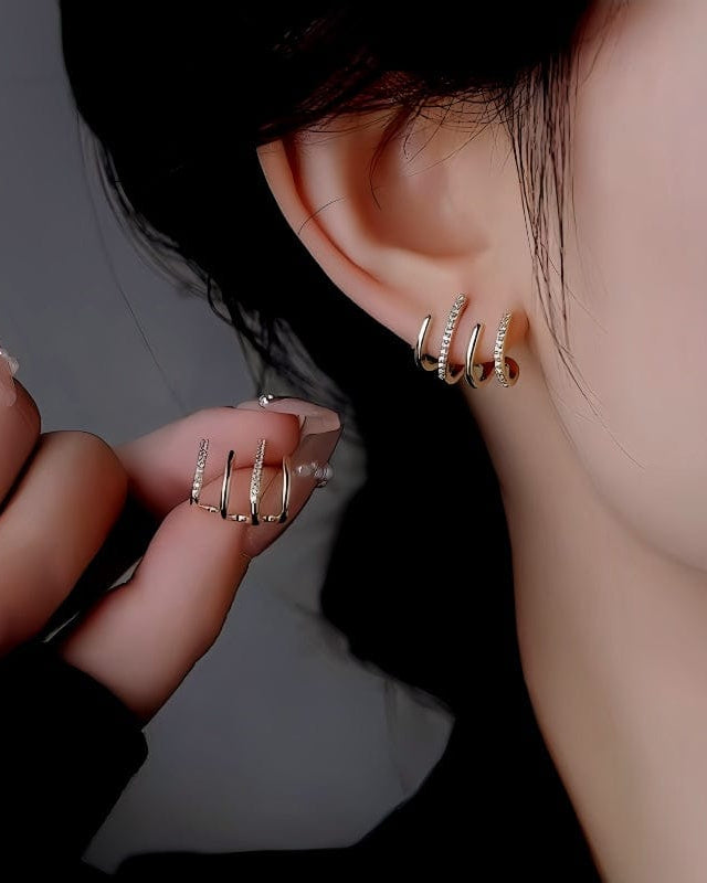 Valeria Montes Earrings Pendientes argollas con cristales brillantes para mujer