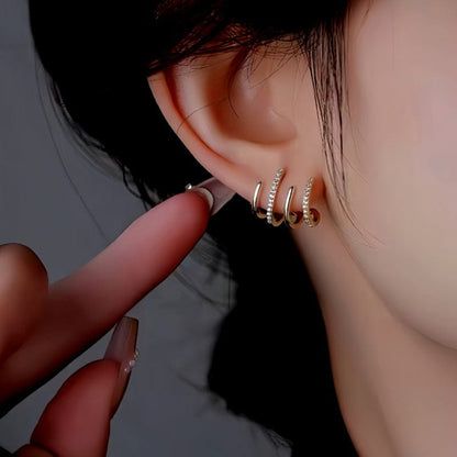 Valeria Montes Earrings Pendientes argollas con cristales brillantes para mujer