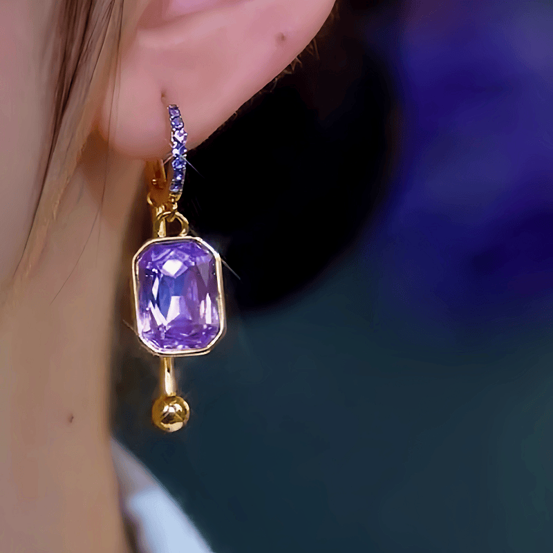 Valeria Montes Earrings Pendientes con Cristales Azules Bañados en Oro 14k para mujer