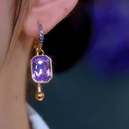 Valeria Montes Earrings Pendientes con Cristales Azules Bañados en Oro 14k para mujer