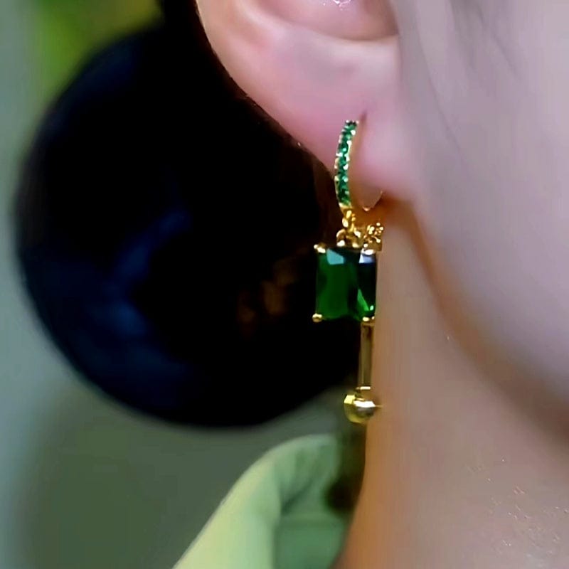 Valeria Montes Earrings Pendientes con Cristales Azules Bañados en Oro 14k para mujer