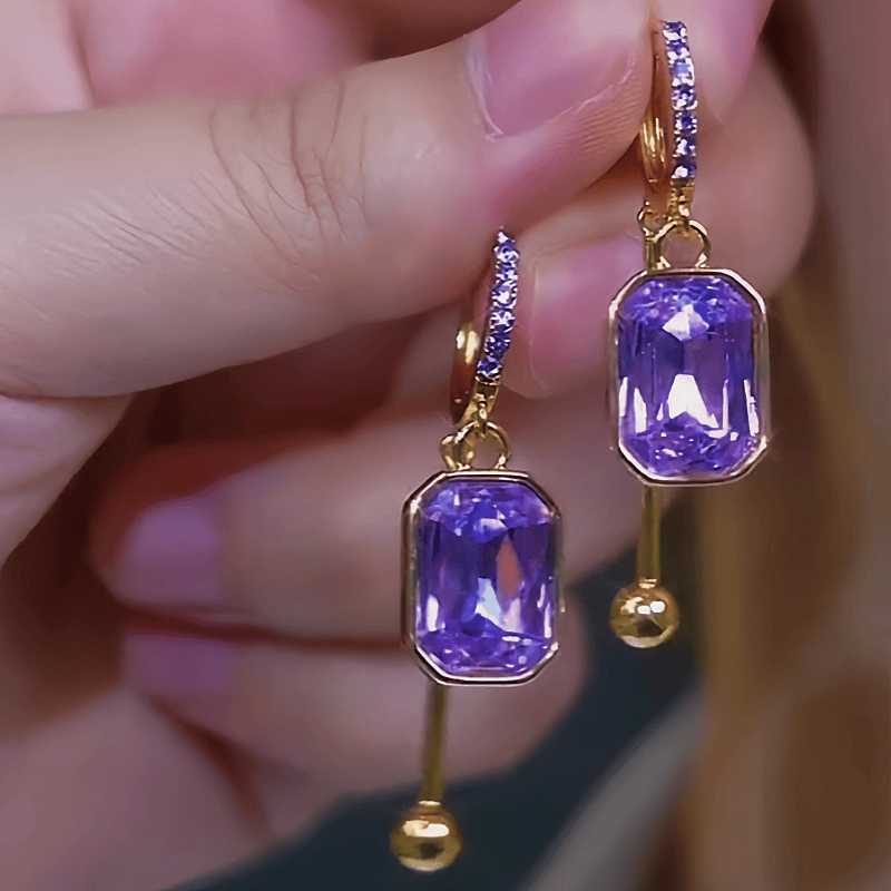 Valeria Montes Earrings Pendientes con Cristales Azules Bañados en Oro 14k para mujer