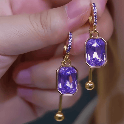 Valeria Montes Earrings Pendientes con Cristales Azules Bañados en Oro 14k para mujer