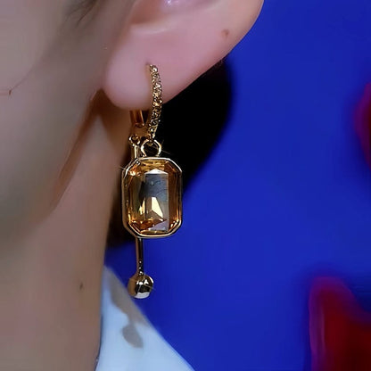 Valeria Montes Earrings Pendientes con Cristales Azules Bañados en Oro 14k para mujer