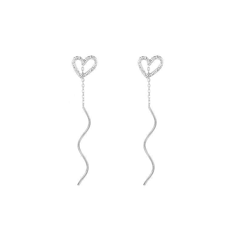 Valeria Montes Earrings Plata Pendientes de Cadena con Corazón en Plata de Ley para mujer