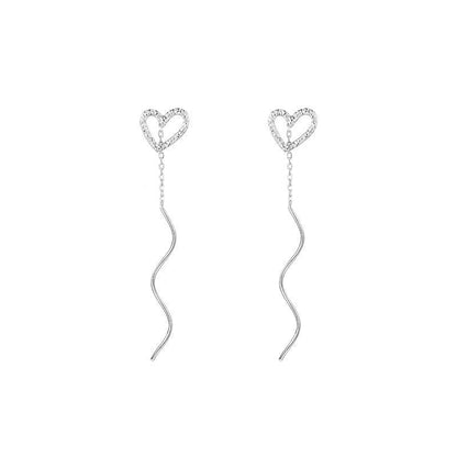 Valeria Montes Earrings Plata Pendientes de Cadena con Corazón en Plata de Ley para mujer