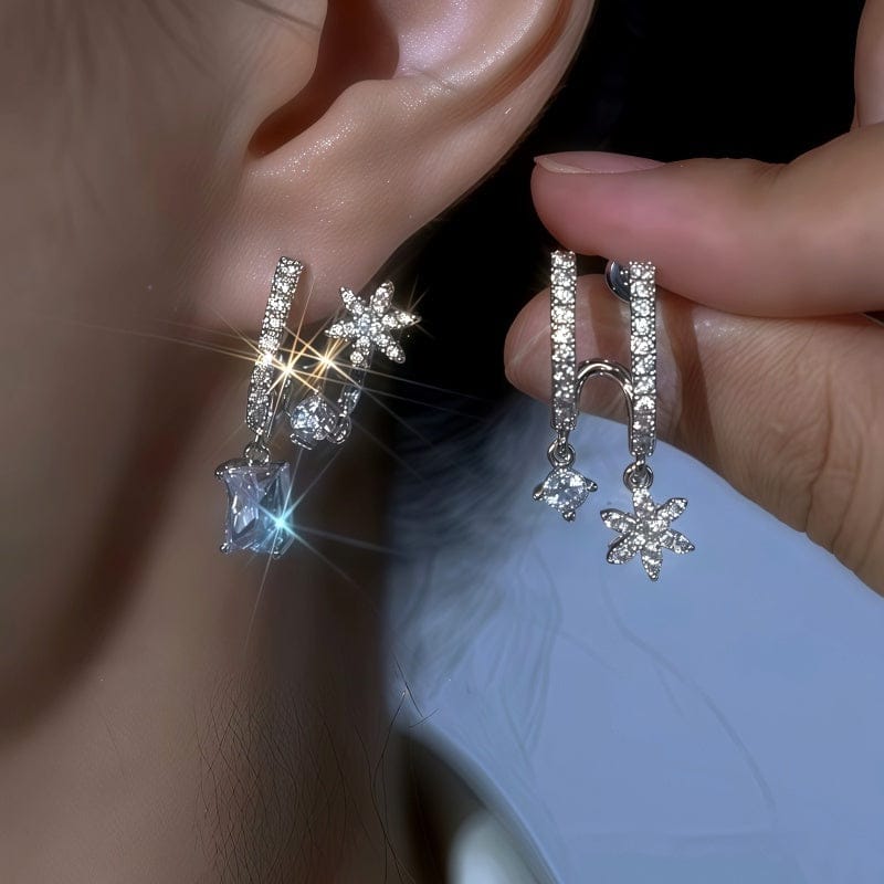 Valeria Montes Earrings Plata Pendientes de Circonitas Brillo Glaciar para mujer