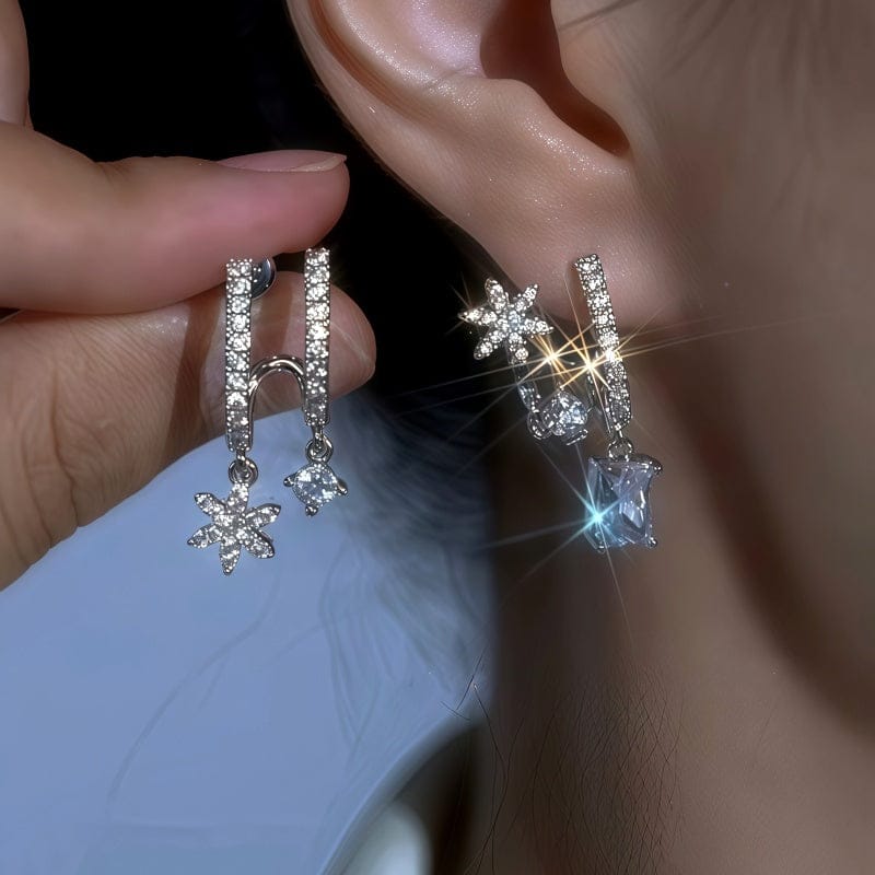 Valeria Montes Earrings Plata Pendientes de Circonitas Brillo Glaciar para mujer