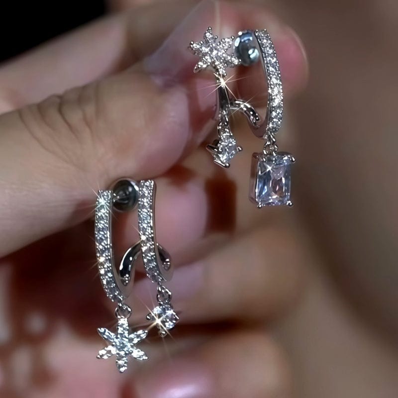 Valeria Montes Earrings Plata Pendientes de Circonitas Brillo Glaciar para mujer