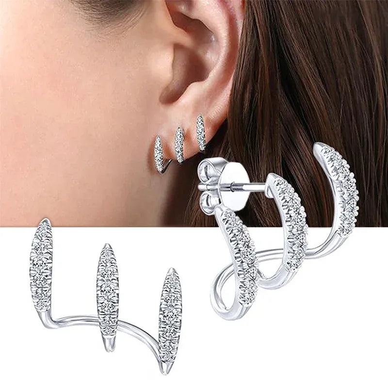 Valeria Montes Exquisitos Pendientes de Plata con Cristal, Modernos y Versátiles, Accesorio de Joyería para Mujer