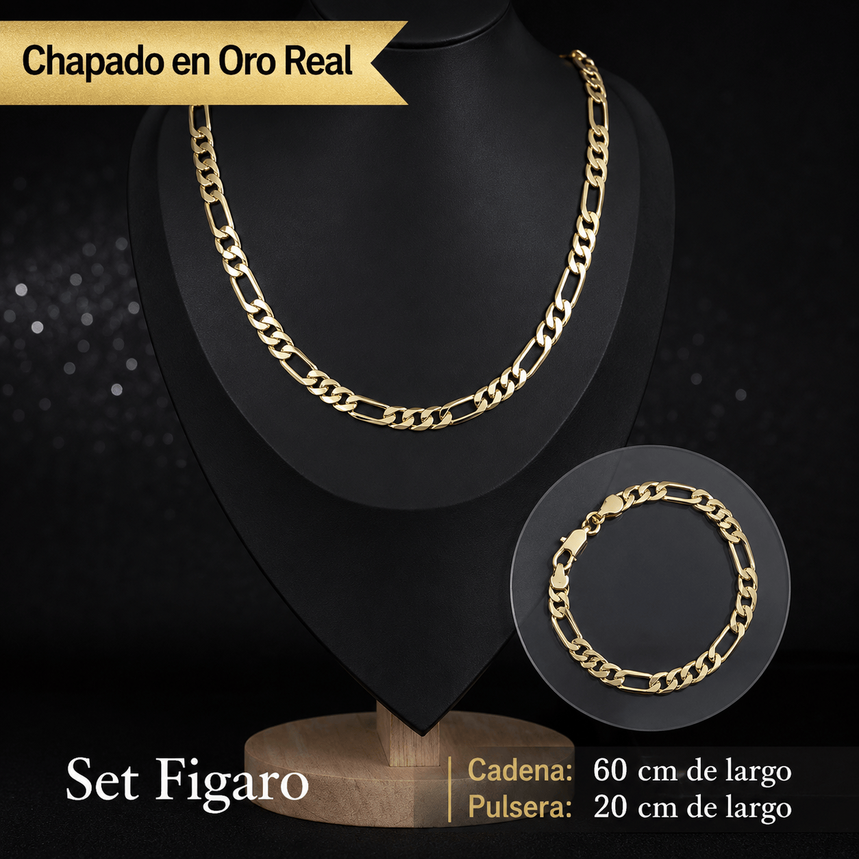 Valeria Montes Fígaro Set Cadena + Pulsera Bañada en Oro 14K Valeria Montes®