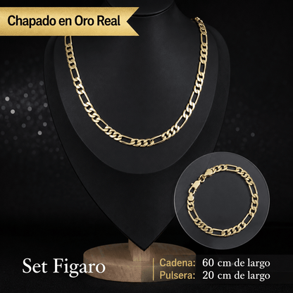 Valeria Montes Fígaro Set Cadena + Pulsera Bañada en Oro 14K Valeria Montes®