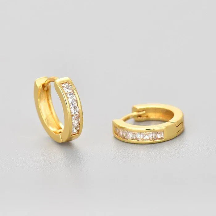 Valeria Montes Gold-02 Pendientes de plata de ley 925 con circonita cúbica para mujer, pendientes circulares redondos pequeños de diseño vintage, joyería hipoalergénica para fiesta