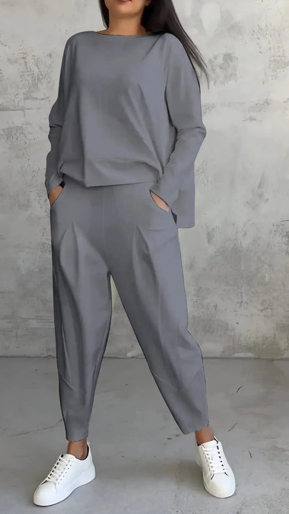 Valeria Montes Gris / S Nora™ | Conjunto cómodo de dos piezas