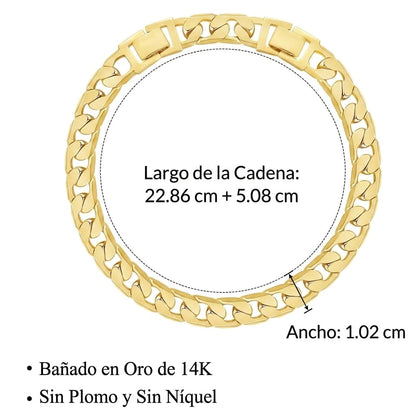 Valeria Montes Juego de 2 Tobilleras de Eslabones Gruesos de Oro de 14k