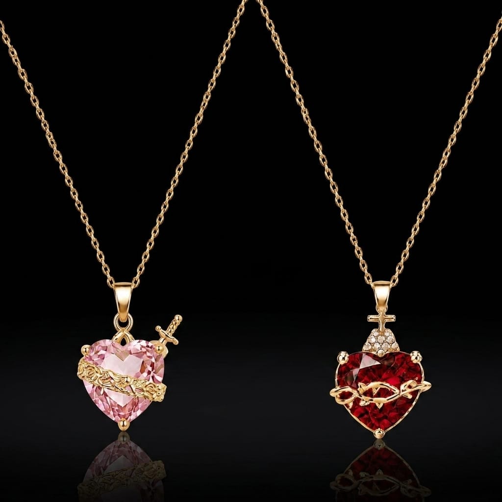 Valeria Montes Kit Sagrado e Imaculado Coração Kit de Collares Sagrado Corazón — Jesús y María