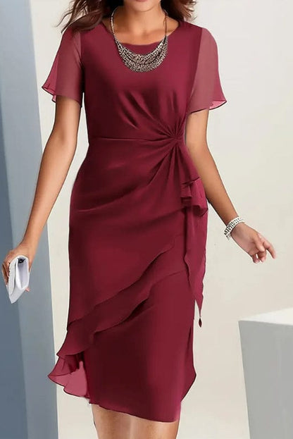 Valeria Montes Kleidung & Accessoires S / Burdeos Arletta - Vestido con cintura fruncida y suave al tacto