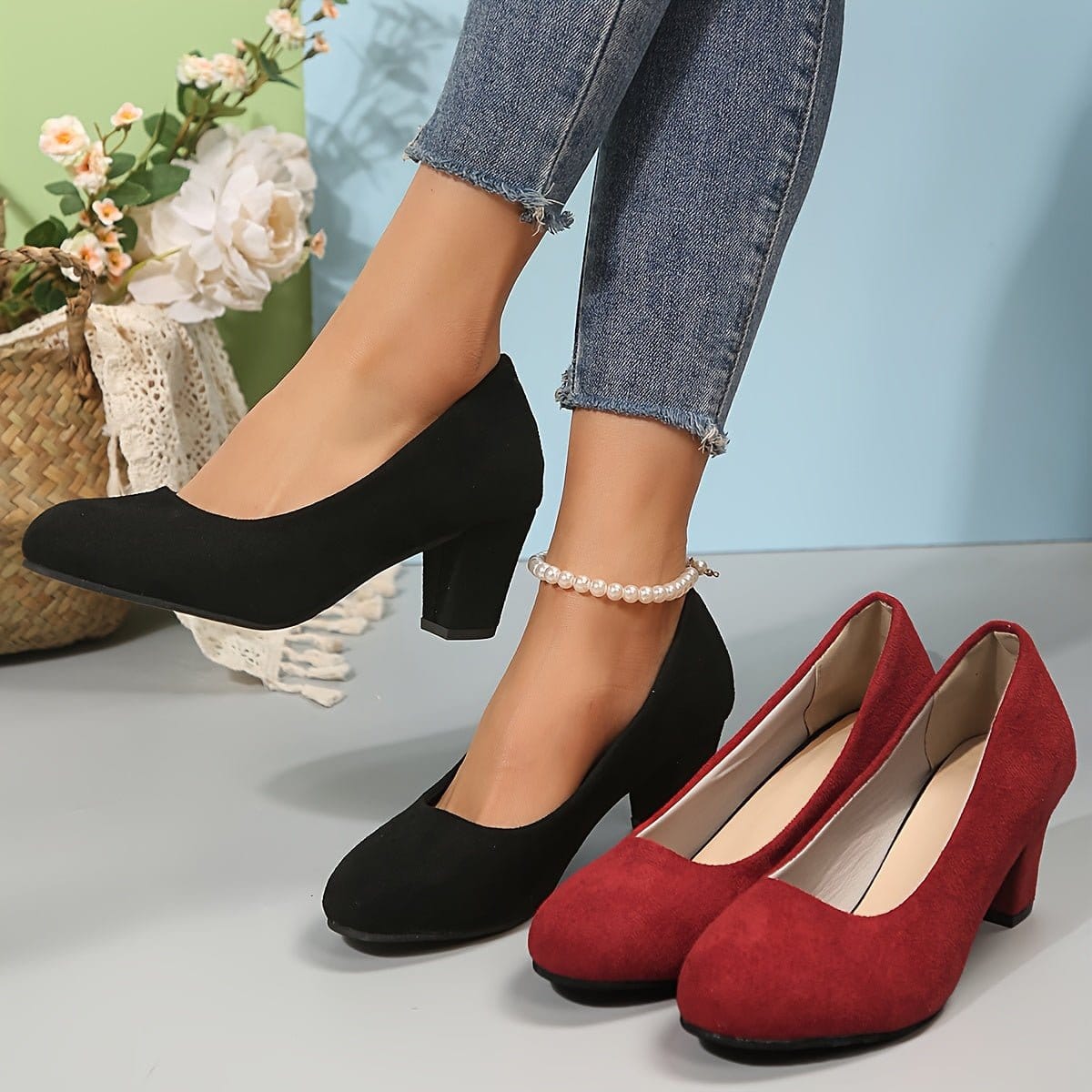 Valeria Montes Laura – Zapatos de tacón con puntera ancha y tacón estable para una comodidad sin dolor.