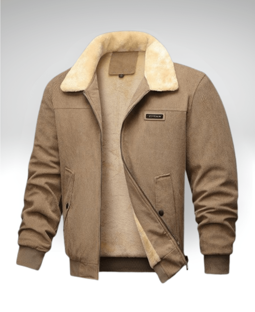 Valeria Montes M / Beige ANTONIO™║Abrigo de corduroy térmico