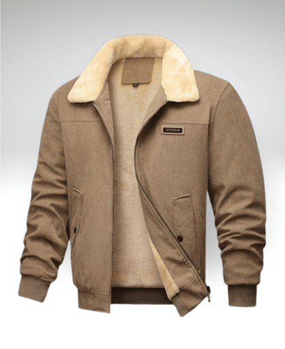 Valeria Montes M / Beige ANTONIO™║Abrigo de corduroy térmico