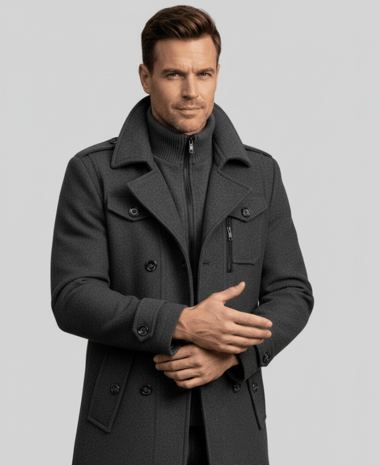 Valeria Montes Men's Coats DORIAN™║Abrigo de doble cuello