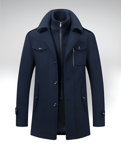 Valeria Montes Men's Coats M / Azul DORIAN™║Abrigo de doble cuello