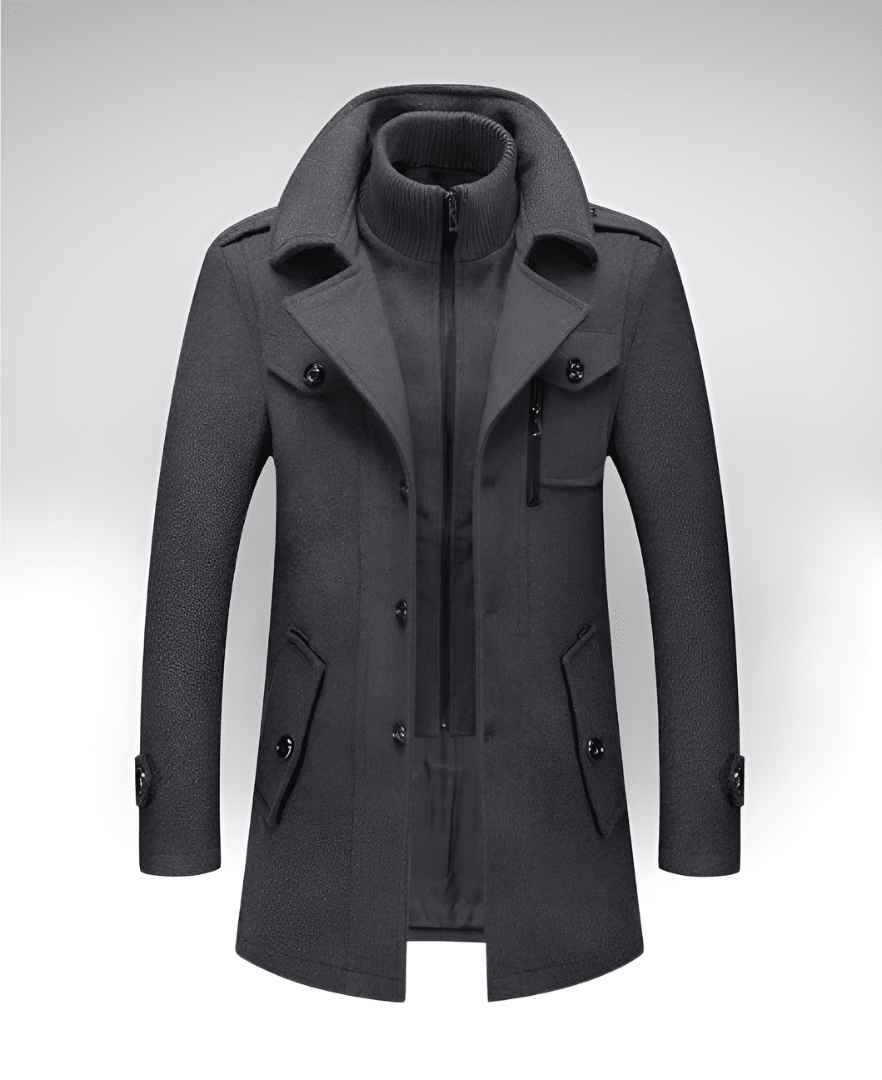 Valeria Montes Men's Coats M / Gris DORIAN™║Abrigo de doble cuello