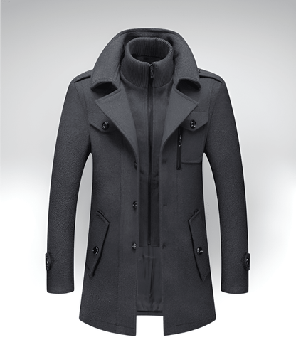 Valeria Montes Men's Coats M / Gris DORIAN™║Abrigo de doble cuello