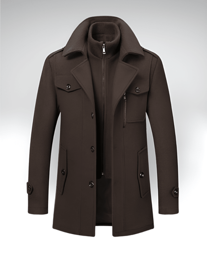 Valeria Montes Men's Coats M / Marrón DORIAN™║Abrigo de doble cuello
