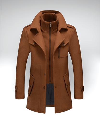 Valeria Montes Men's Coats M / Ocre DORIAN™║Abrigo de doble cuello