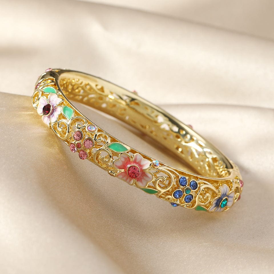 Valeria Montes Mix 14k Diamond Accented Floral Bangles