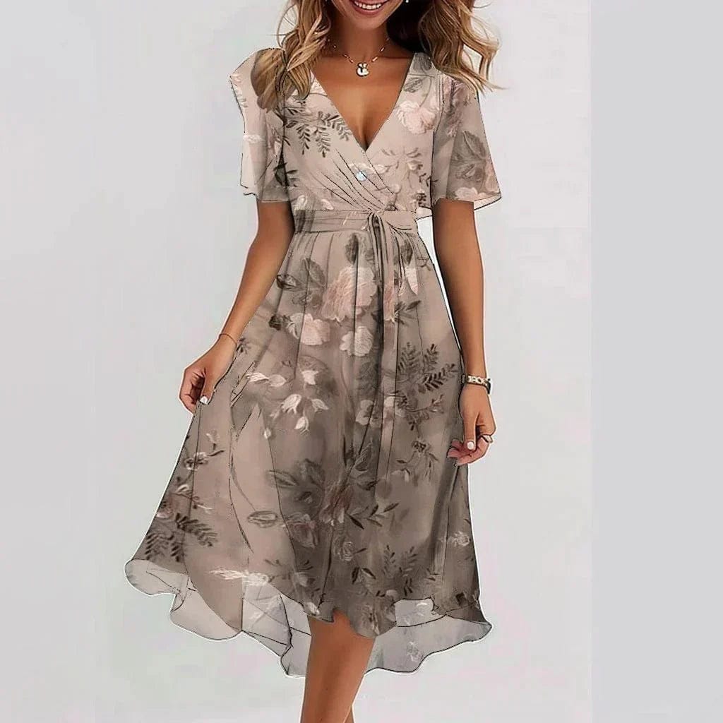Valeria Montes Moda Femenina S / Marrón Valeria | Vestido Elegante de Verano