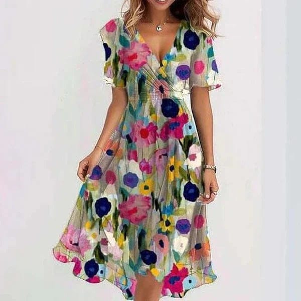 Valeria Montes Moda Femenina S / Multicolor Valeria | Vestido Elegante de Verano