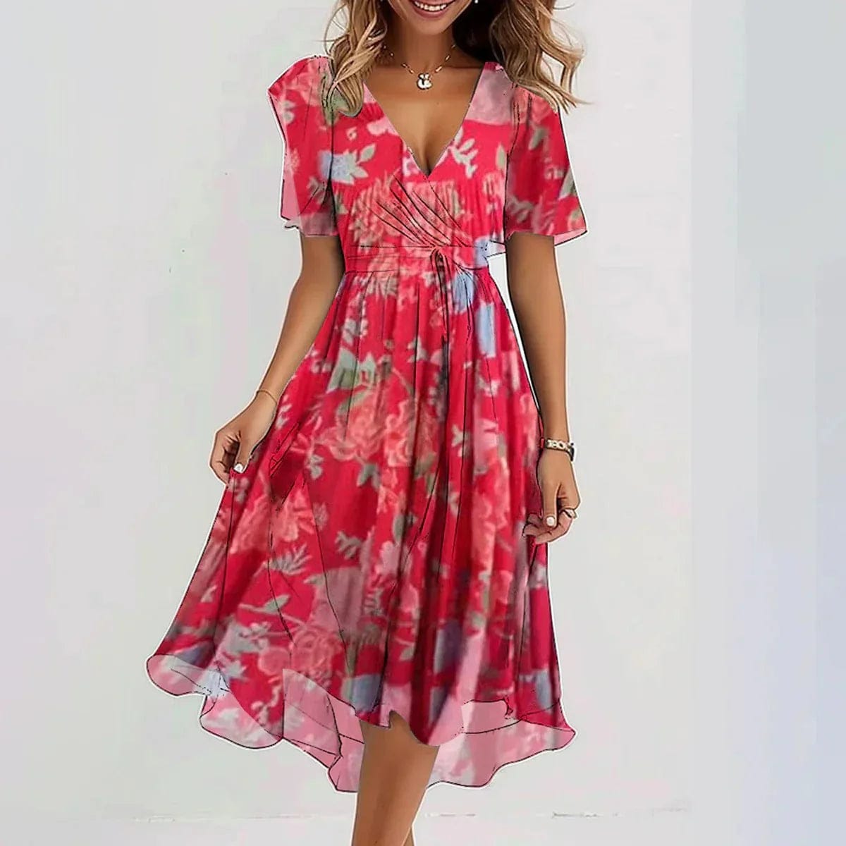 Valeria Montes Moda Femenina S / Rosa Valeria | Vestido Elegante de Verano