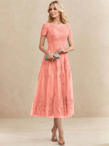 Valeria Montes Mother of the Bride Dresses Coral / 32 Elena | Vestido Midi de Encaje