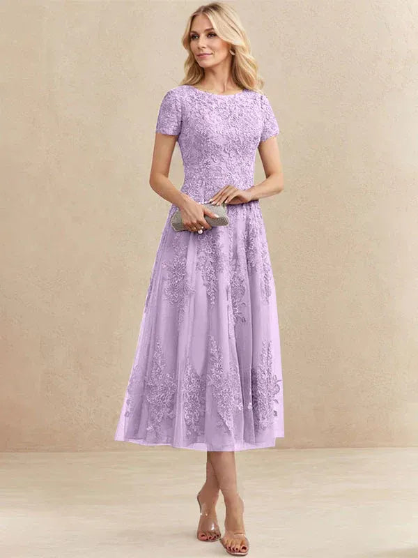 Valeria Montes Mother of the Bride Dresses Lavanda / 32 Elena | Vestido Midi de Encaje