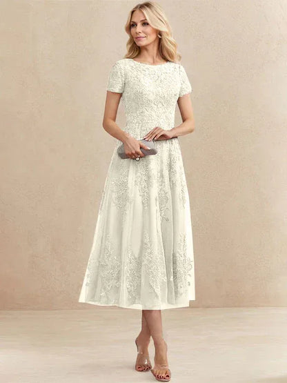Valeria Montes Mother of the Bride Dresses Marfil / 32 Elena | Vestido Midi de Encaje
