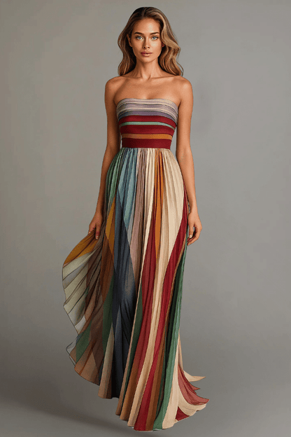 Valeria Montes Multicolor / S Vestido Largo Colorido Sin Mangas