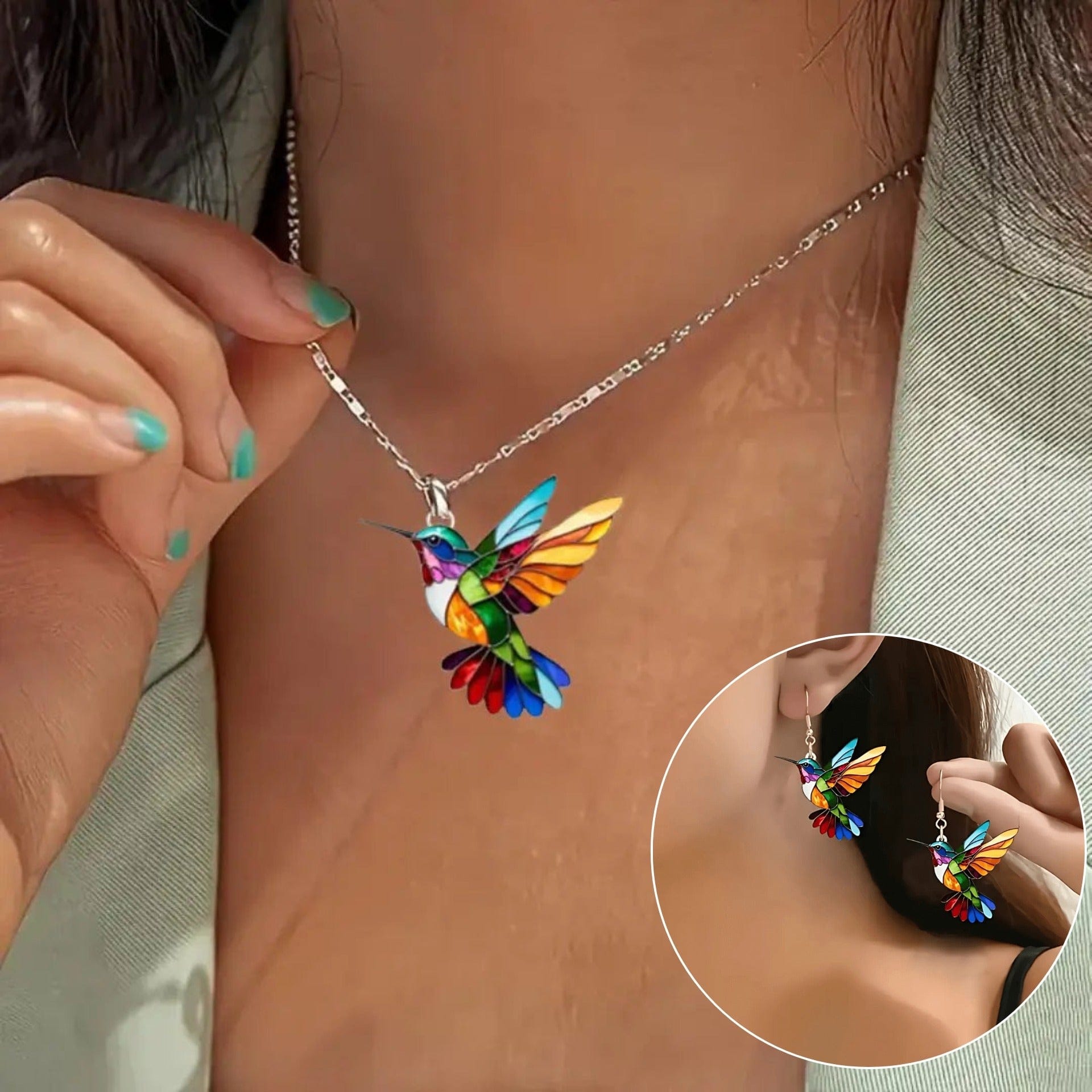 Valeria Montes Necklaces Beautiful Hummingbird Necklace with Bonus Earrings – Limited Time Offer