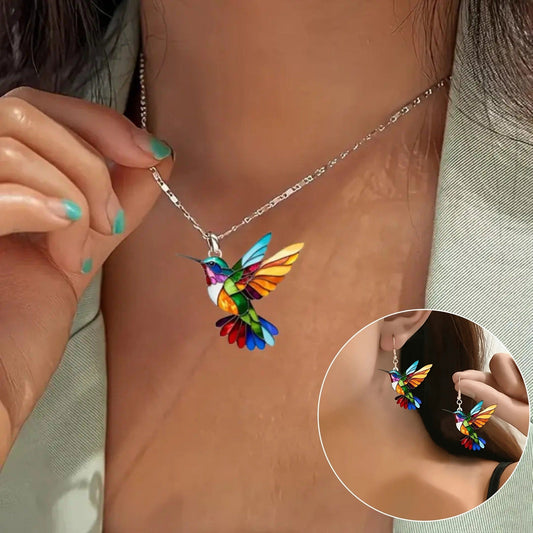 Valeria Montes Necklaces Beautiful Hummingbird Necklace with Bonus Earrings – Limited Time Offer