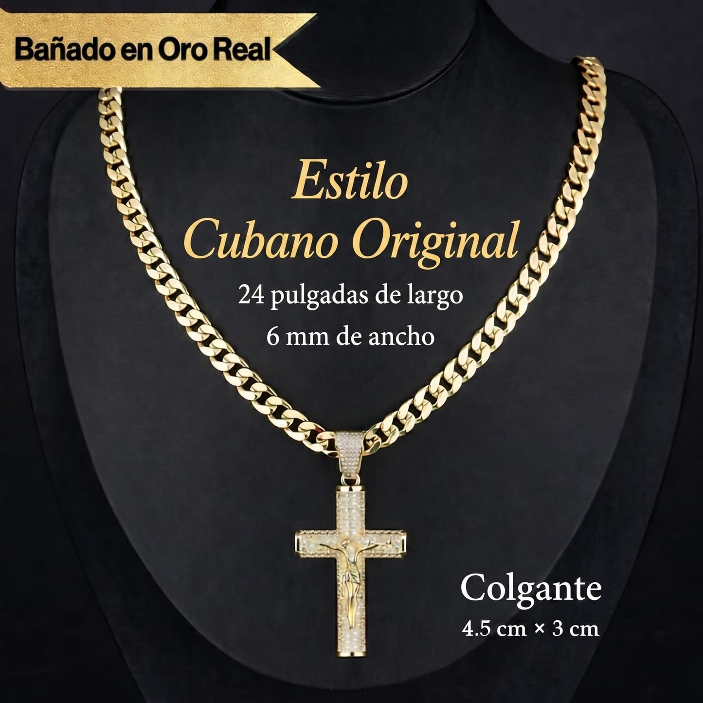 Valeria Montes Oro Cadena con crucifijo chapada en oro de 14 quilates