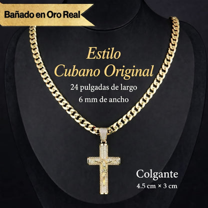 Valeria Montes Oro Cadena con crucifijo chapada en oro de 14 quilates