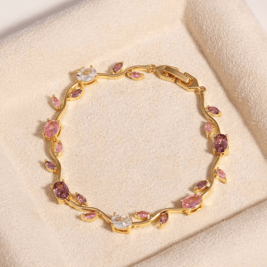 Valeria Montes Oro Pulsera con Flores de Tulipanes