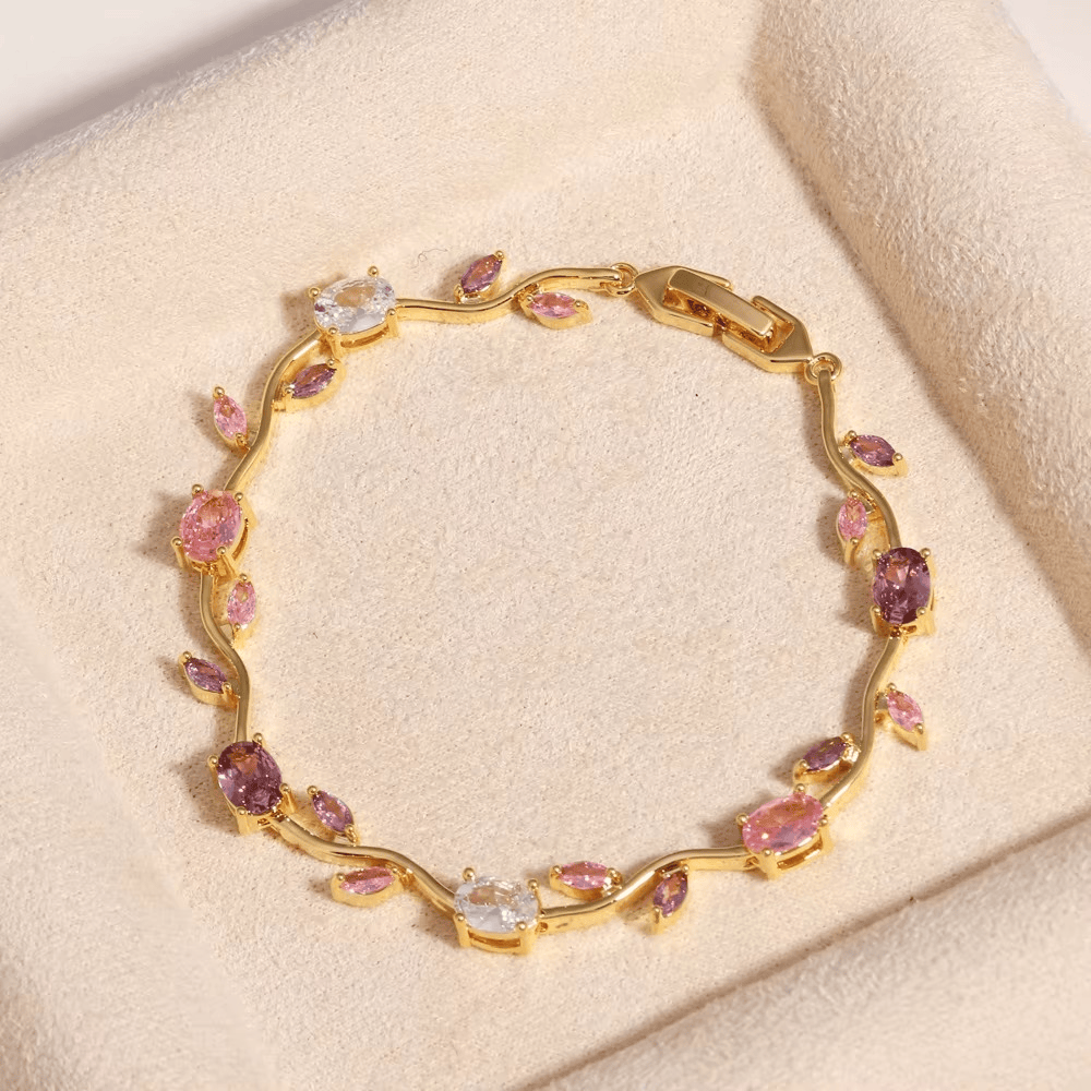 Valeria Montes Oro Pulsera con Flores de Tulipanes
