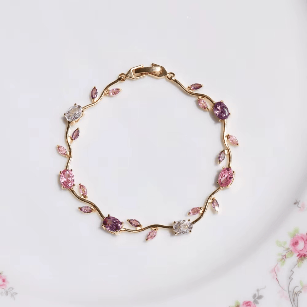 Valeria Montes Oro Pulsera con Flores de Tulipanes
